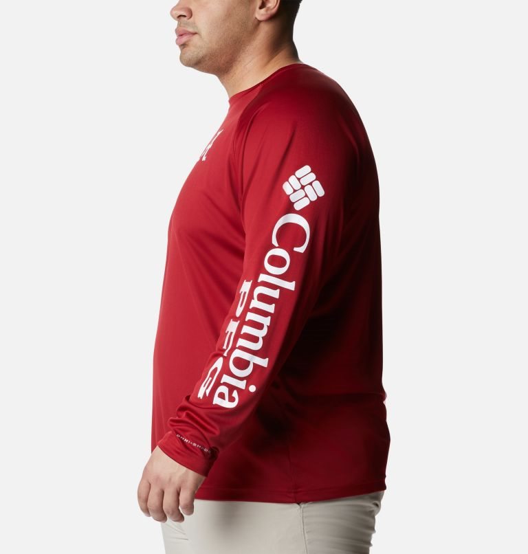 Men's Columbia Collegiate PFG Terminal Tackle Long Sleeve - Alabama Sweatshirts Red | Plus Size CA-CCL81